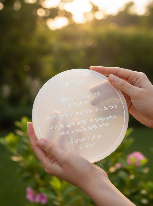 शुद्ध्ये Aura Selenite Plate from Morocco