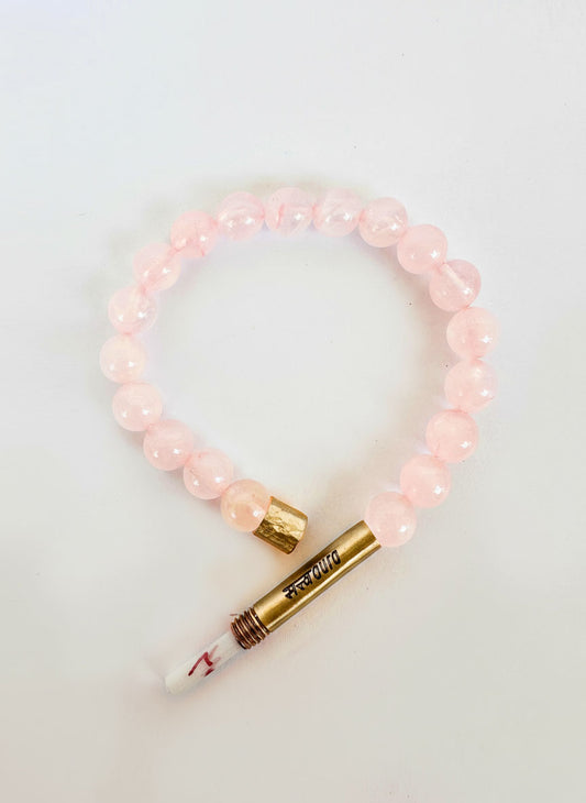 Rose Quartz Crystal Bracelet with Manifestation Lock