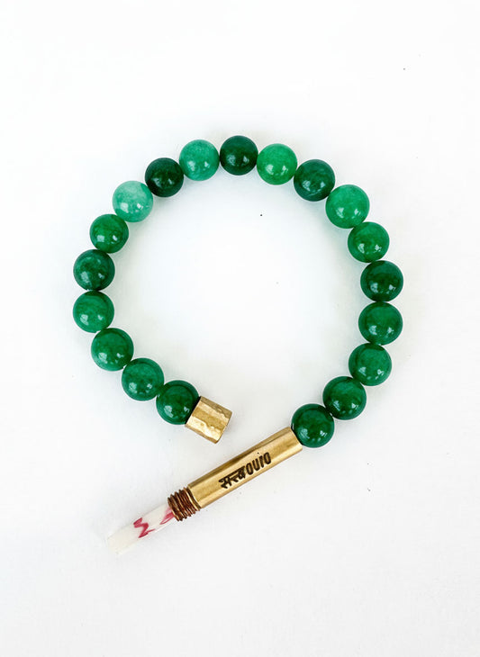 Green Jade Crystal Bracelet with Manifestation Lock