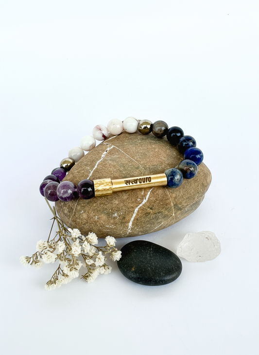 Third Eye Chakra Crystal Bracelet with Manifestation Lock