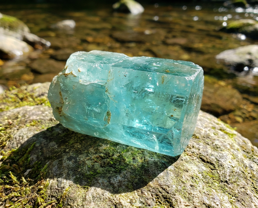 Aquamarine Crystal Bracelet with Manifestation Lock