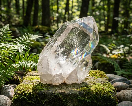 Clear Quartz Crystal Bracelet with Manifestation Lock
