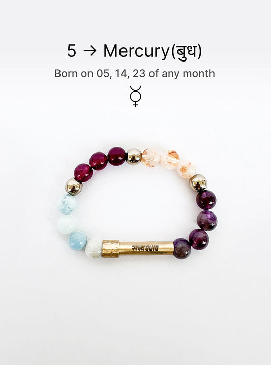 Ruling Number 5 Crystal Bracelet with Manifestation Lock