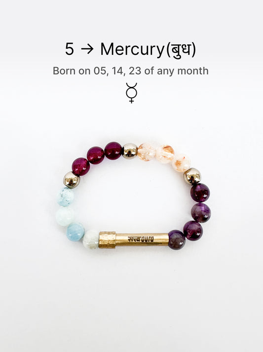 Ruling Number 5 Crystal Bracelet with Manifestation LocK