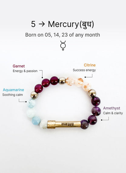 Ruling Number 5 Crystal Bracelet with Manifestation Lock