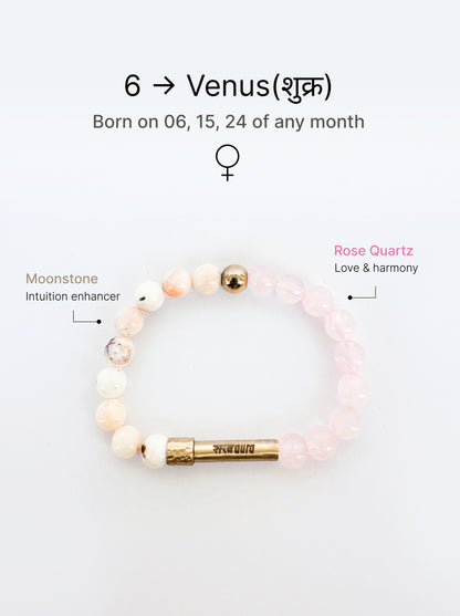 Ruling Number 6 Crystal Bracelet with Manifestation Lock