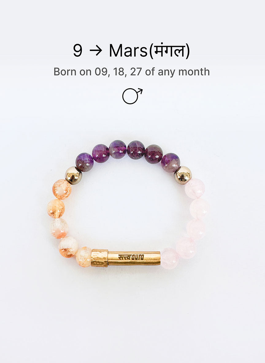 Ruling Number 9 Crystal Bracelet with Manifestation Lock