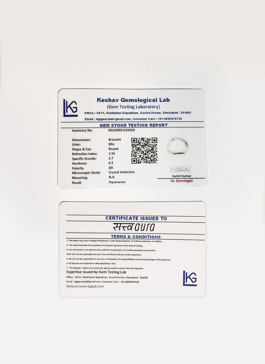 Aquamarine Crystal Bracelet with Manifestation Lock