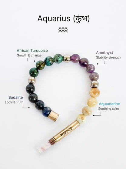 Aquarius Crystal Bracelet with Manifestation Lock