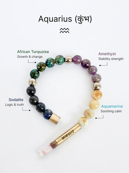 Aquarius Crystal Bracelet with Manifestation Lock