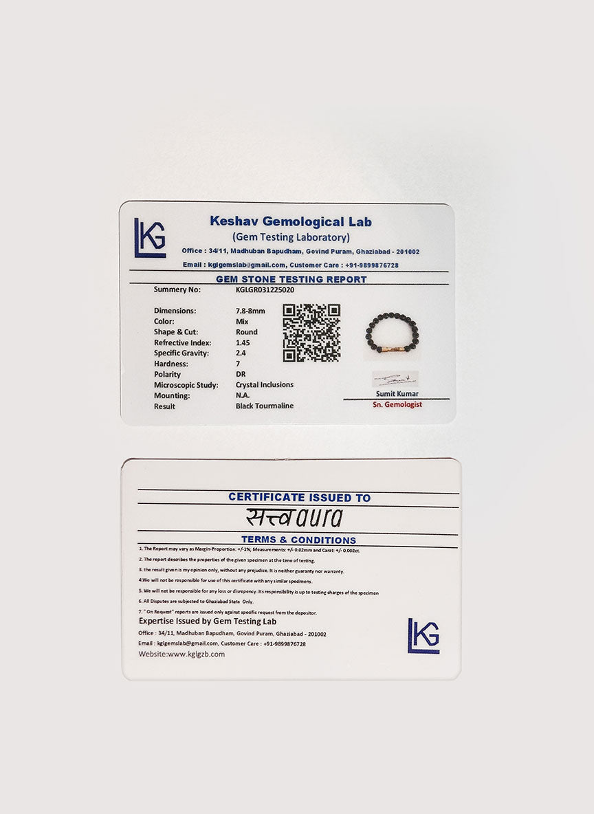 Black Tourmaline Protection Crystal Bracelet with Manifestation Lock