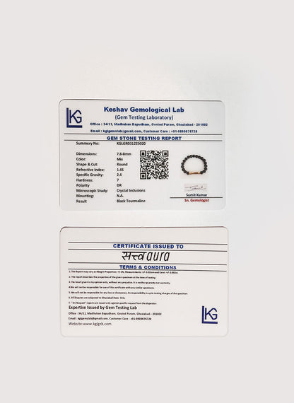 Black Tourmaline Protection Crystal Bracelet with Manifestation Lock