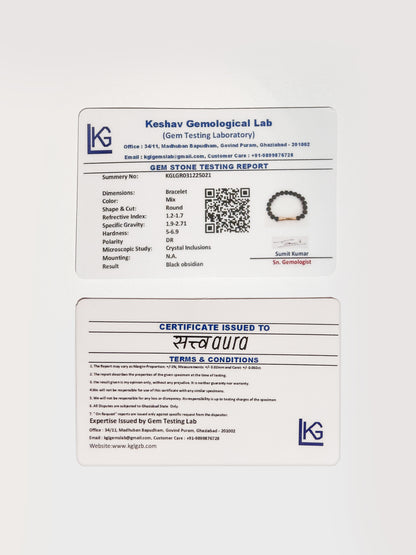 Black Obsidian Crystal Bracelet with Manifestation Lock