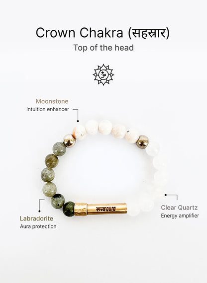 Crown Chakra Crystal Bracelet with Manifestation Lock