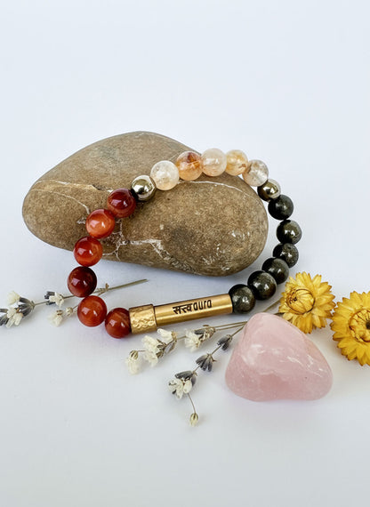 Solar Plexus Chakra Crystal Bracelet with Manifestation Lock