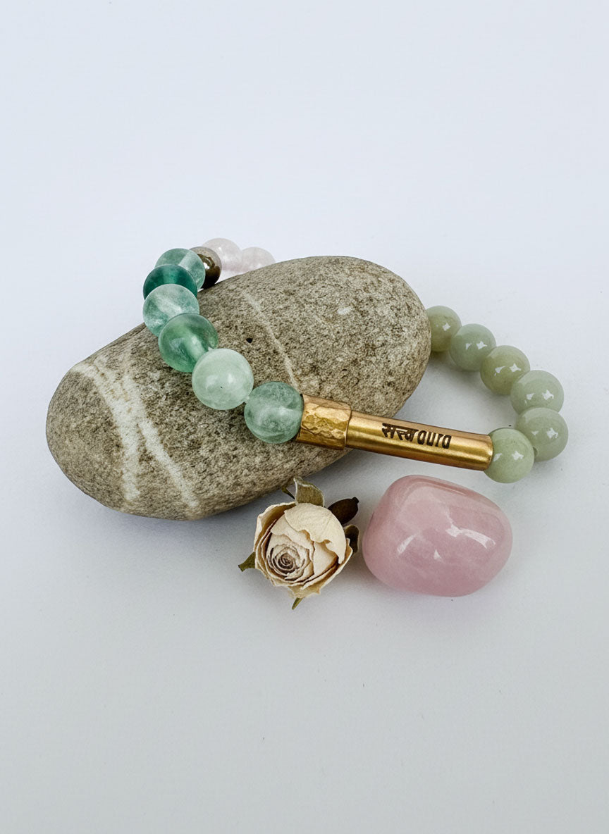Heart Chakra Crystal Bracelet with Manifestation Lock