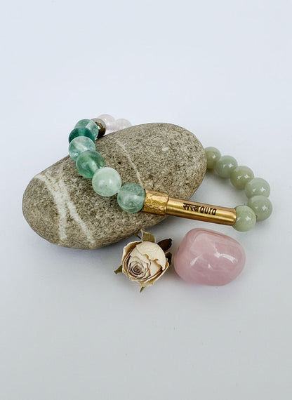 Heart Chakra Crystal Bracelet with Manifestation Lock