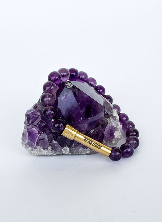 Amethyst Crystal Bracelet with Manifestation Lock