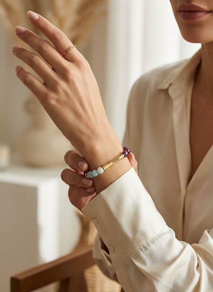 Ruling Number 5 Crystal Bracelet with Manifestation Lock