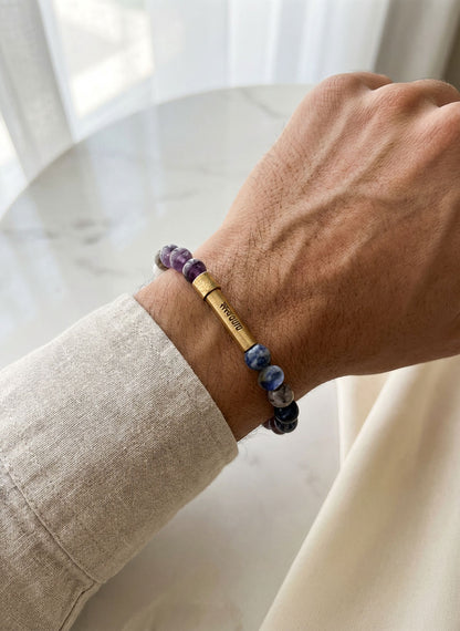 Third Eye Chakra Crystal Bracelet with Manifestation Lock