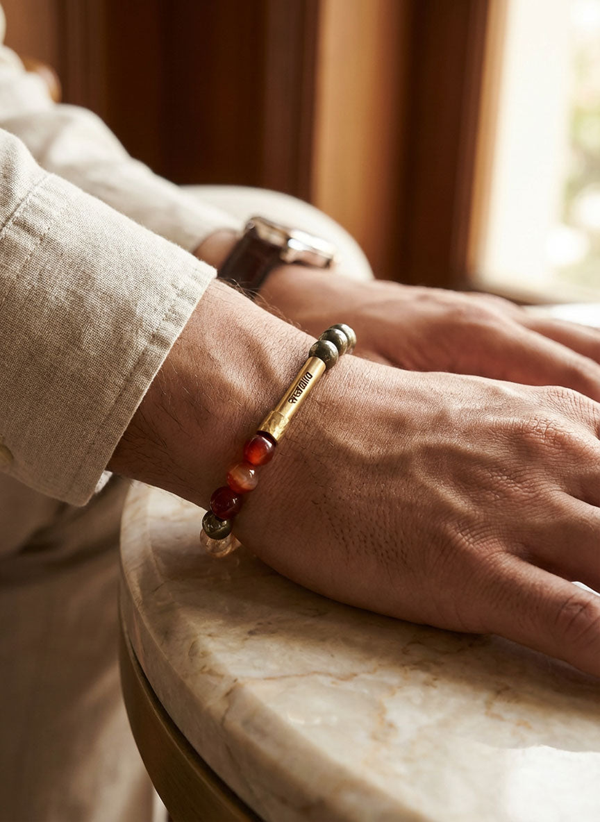 Solar Plexus Chakra Crystal Bracelet with Manifestation Lock