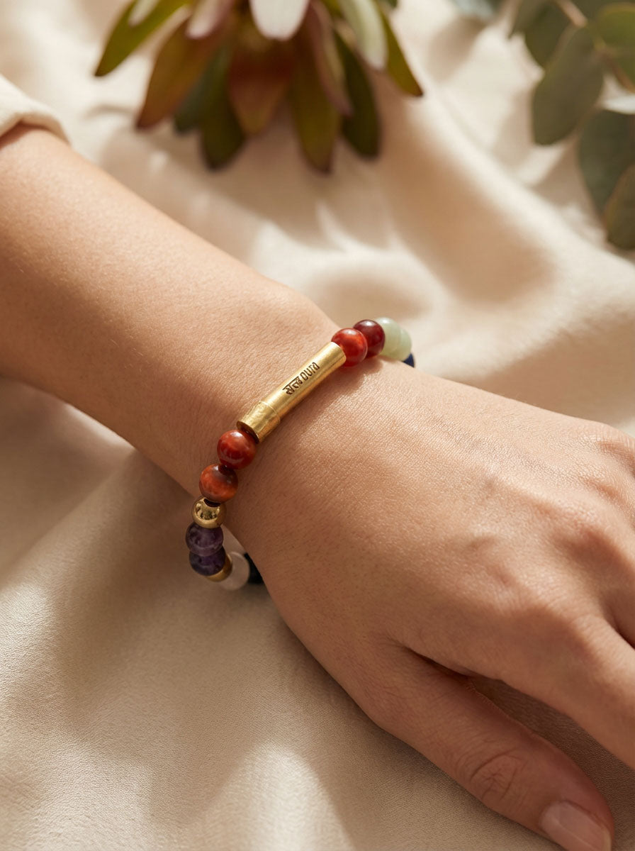 7 Chakra Crystal Bracelet with Manifestation Lock