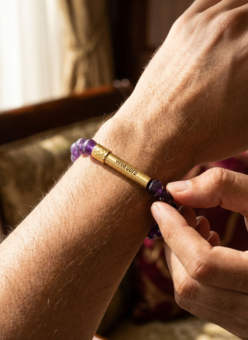Amethyst Crystal Bracelet with Manifestation Lock