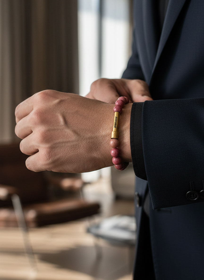 Rhodochrosite Crystal Bracelet with Manifestation Lock