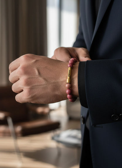 Rhodochrosite Crystal Bracelet with Manifestation Lock
