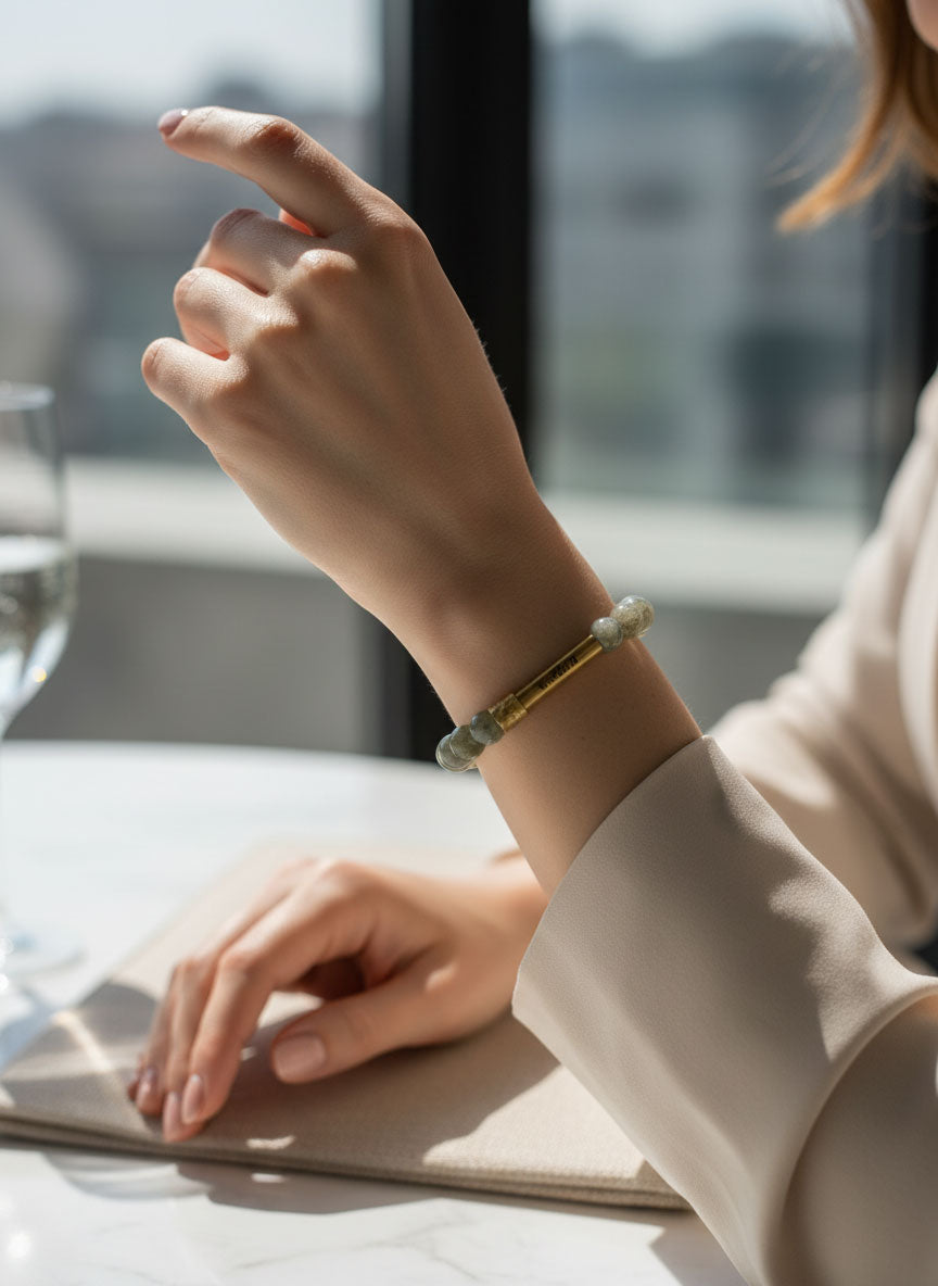 Labradorite Crystal Bracelet with Manifestation Lock