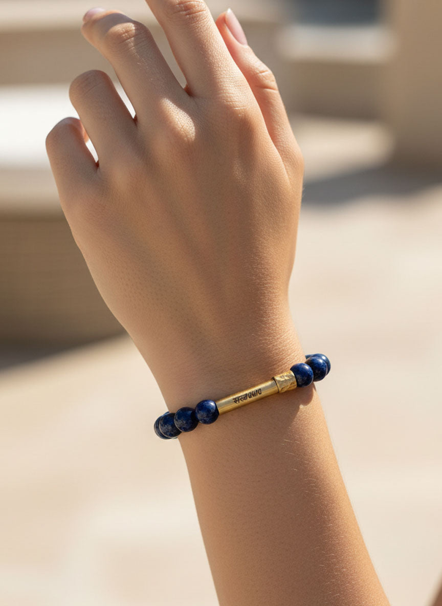 Lapis Lazuli Crystal Bracelet with Manifestation Lock