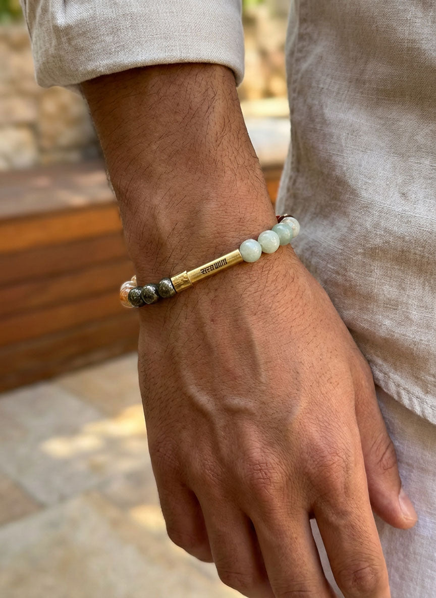 धन योग Crystal Bracelet with Manifestation Lock