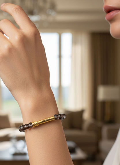 Smoky Quartz Crystal Bracelet with Manifestation Lock