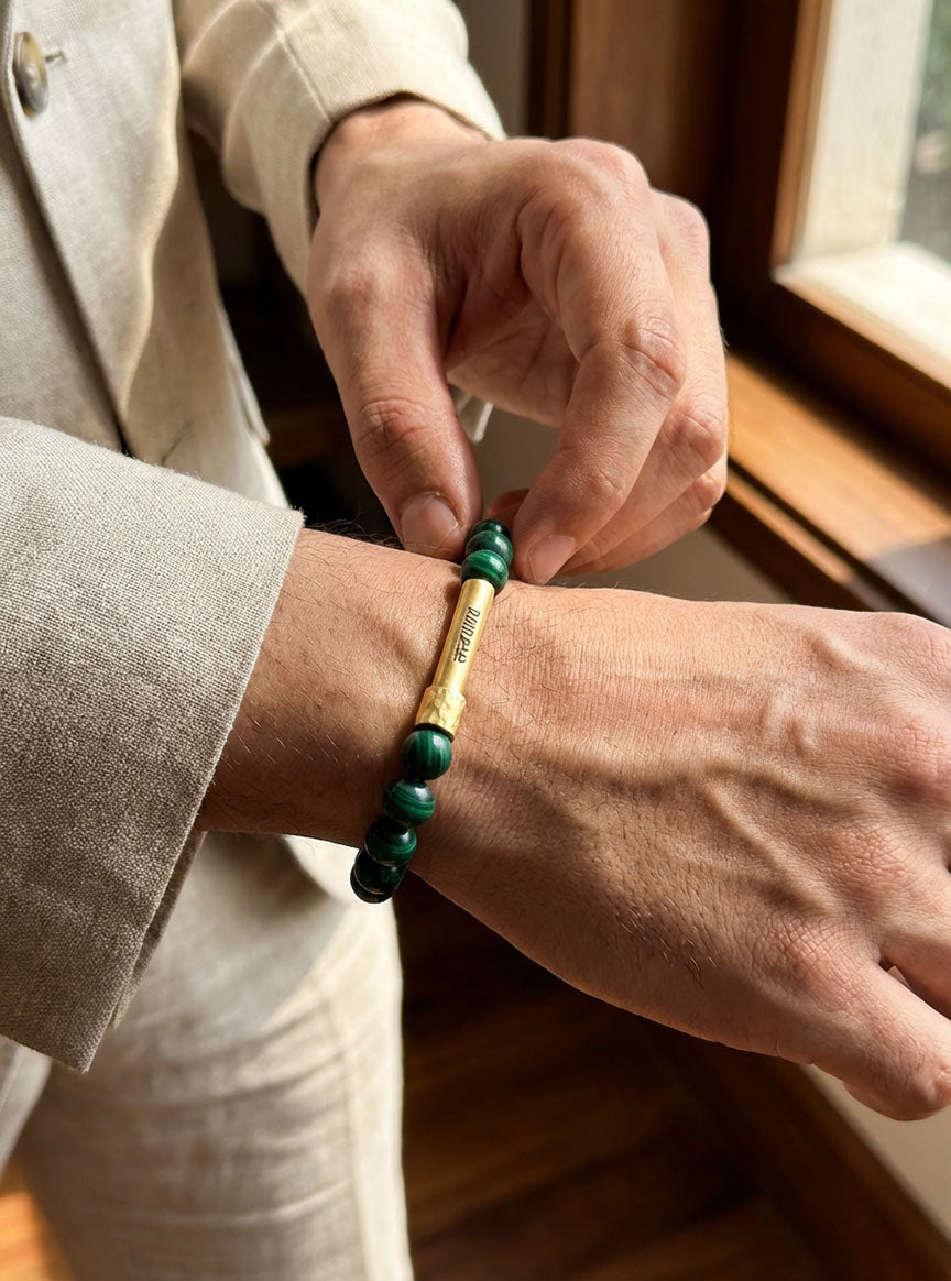 Malachite Crystal Bracelet with Manifestation Lock