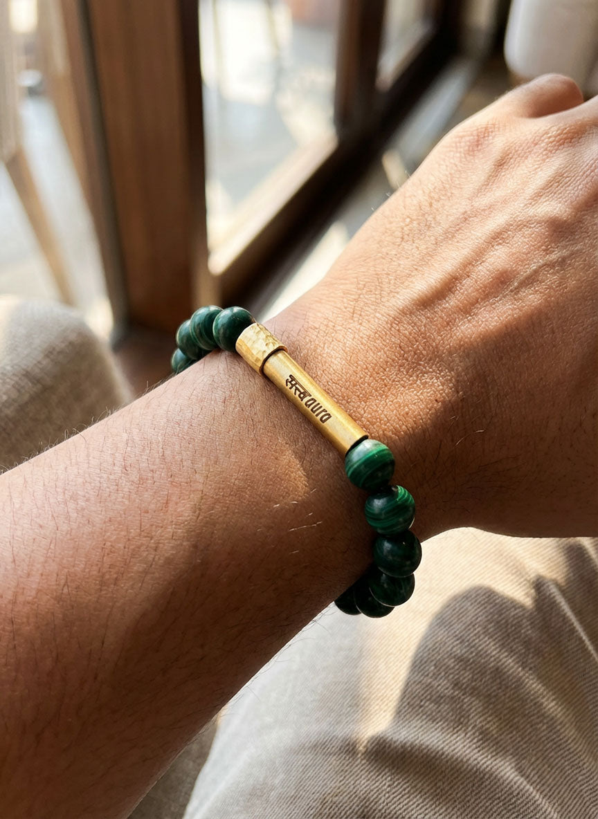 Malachite Crystal Bracelet with Manifestation Lock