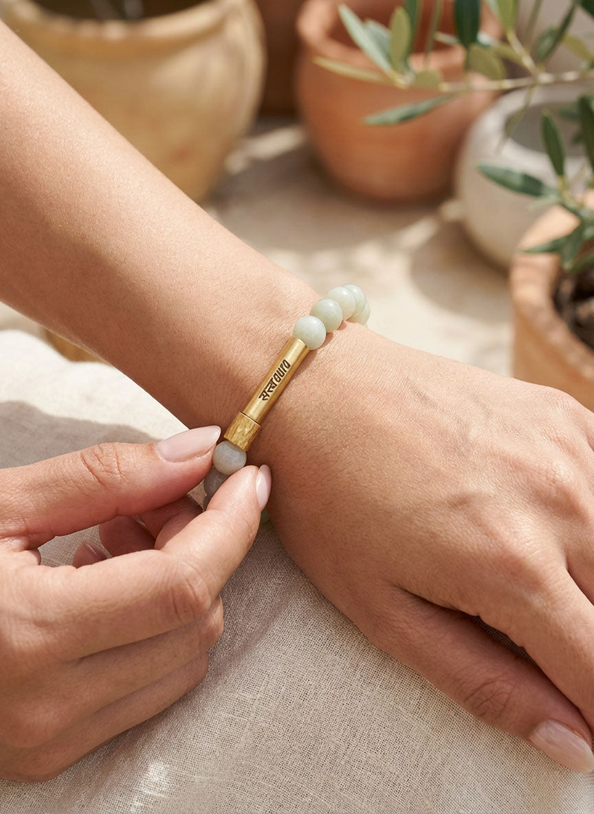 Green Aventurine Crystal Bracelet with Manifestation Lock