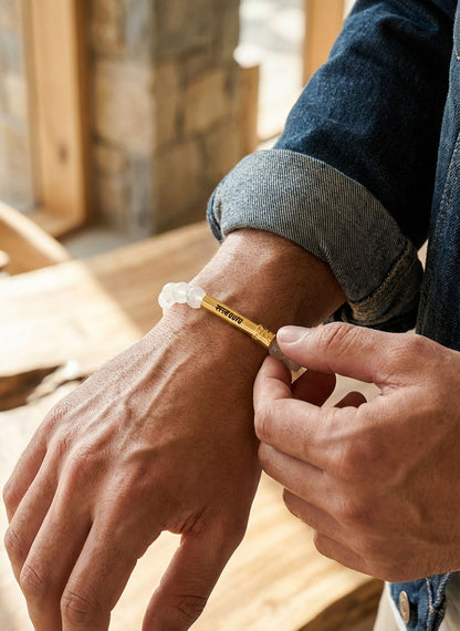 Clear Quartz Crystal Bracelet with Manifestation Lock