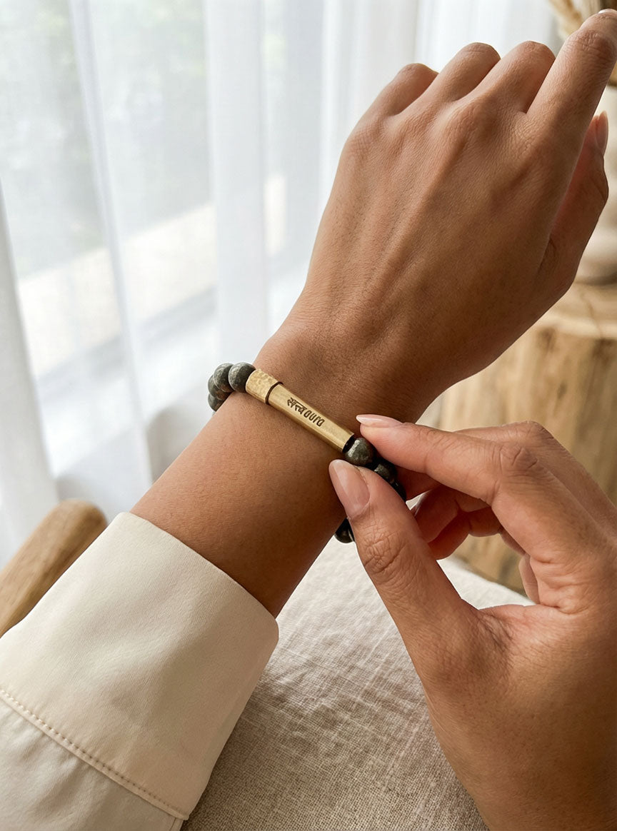 Pyrite Crystal Bracelet with Manifestation Lock
