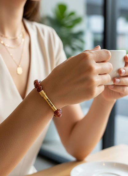 Golden Sunstone Crystal Bracelet with Manifestation Lock