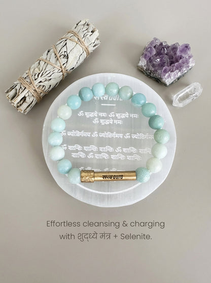 शुद्ध्ये Aura Selenite Plate from Morocco