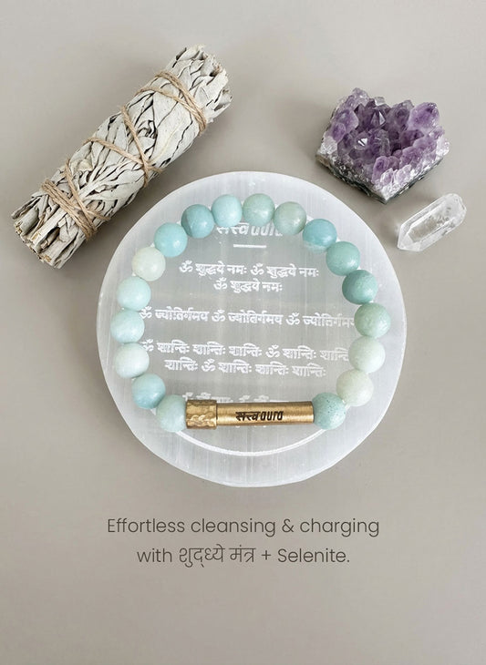 शुद्ध्ये Aura Selenite Plate from Morocco