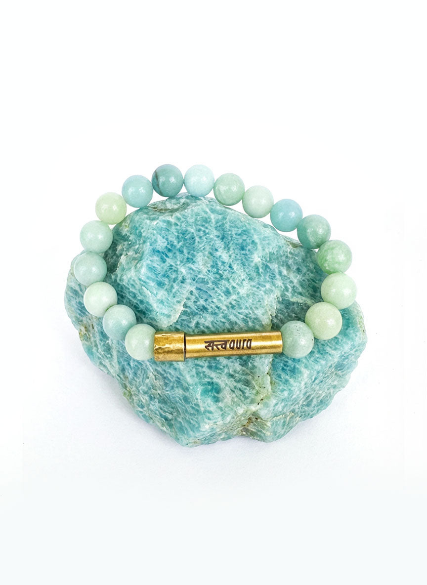 Aquamarine Crystal Bracelet with Manifestation Lock