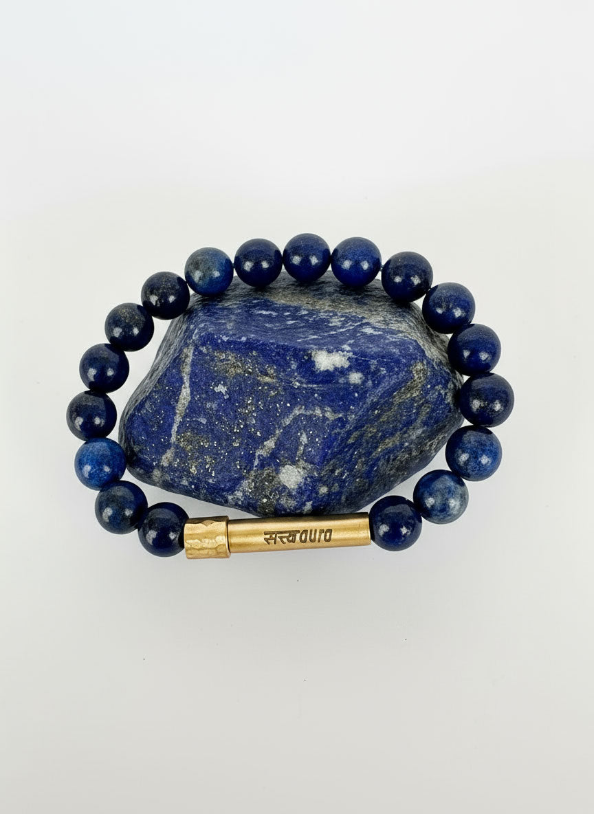 Lapis Lazuli Crystal Bracelet with Manifestation Lock
