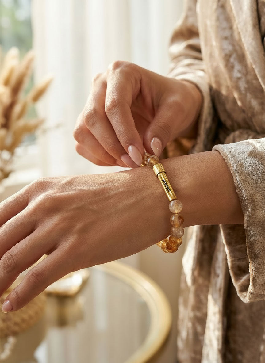 Citrine Crystal Bracelet with Manifestation Lock