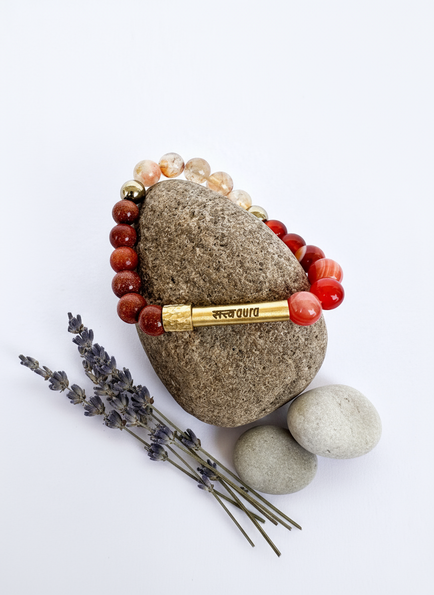 Sacral Chakra Crystal Bracelet with Manifestation Lock