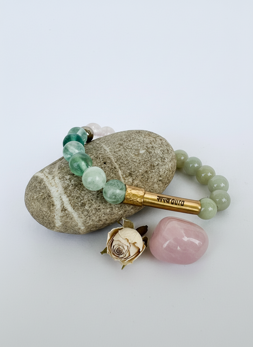 Heart Chakra Crystal Bracelet with Manifestation Lock