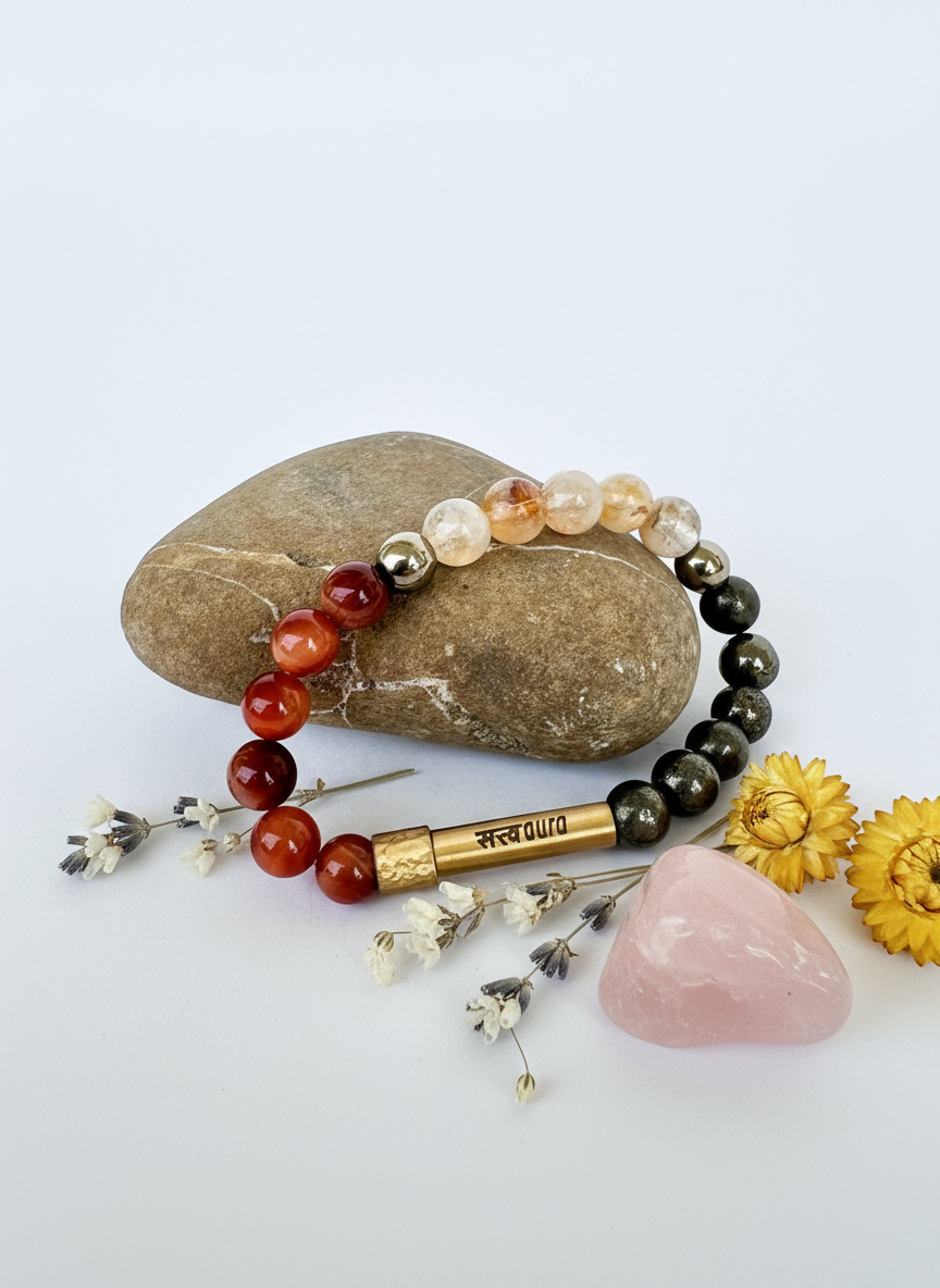 Solar Plexus Chakra Crystal Bracelet with Manifestation Lock