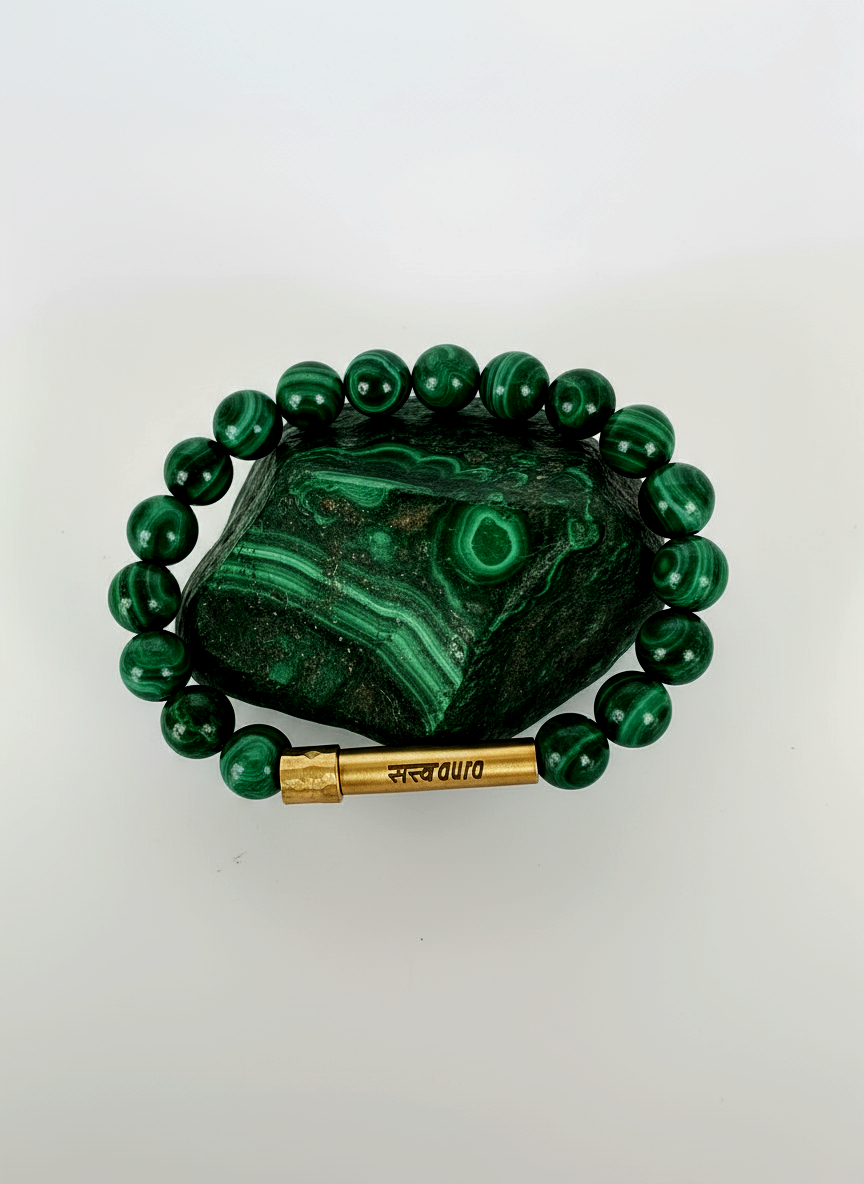 Malachite Crystal Bracelet with Manifestation Lock