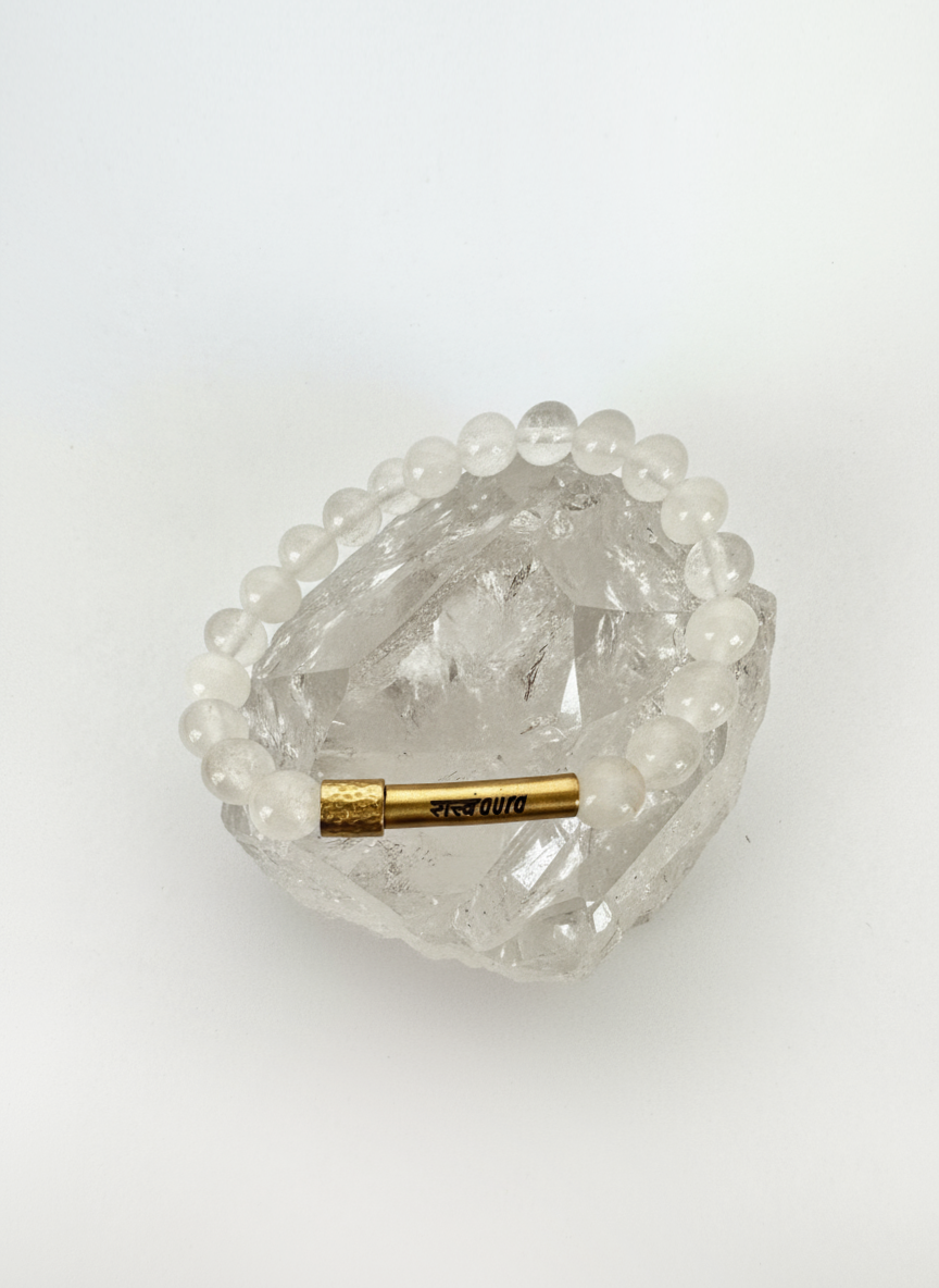 Clear Quartz Crystal Bracelet with Manifestation Lock