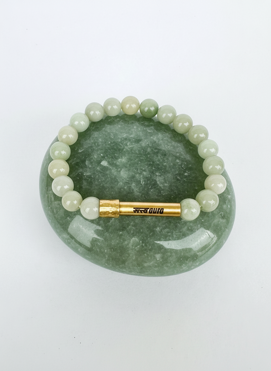 Green Aventurine Crystal Bracelet with Manifestation Lock
